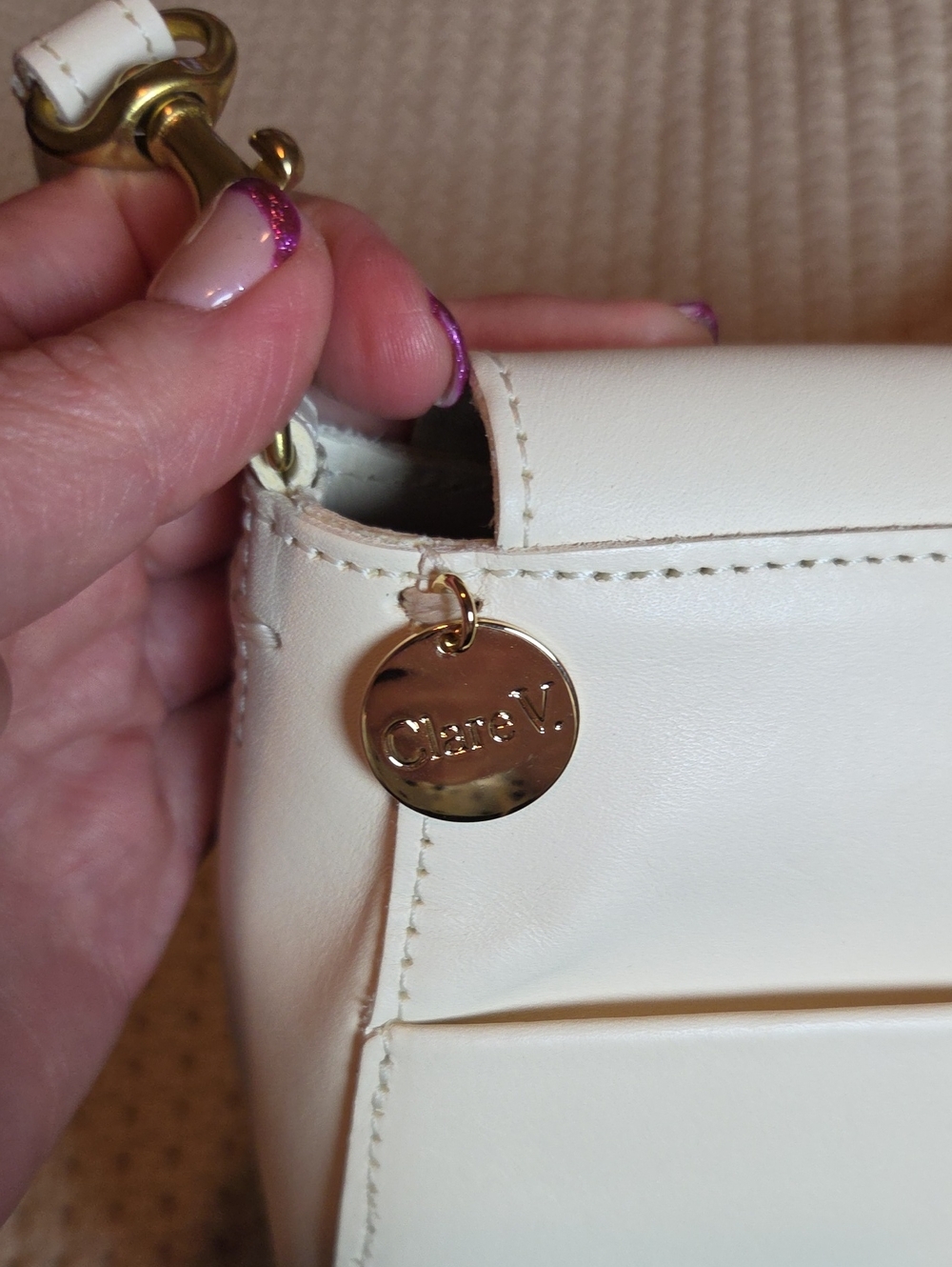 Clare V. Turnlock Louis Purse In Cream NWOT - Picture 8 of 15